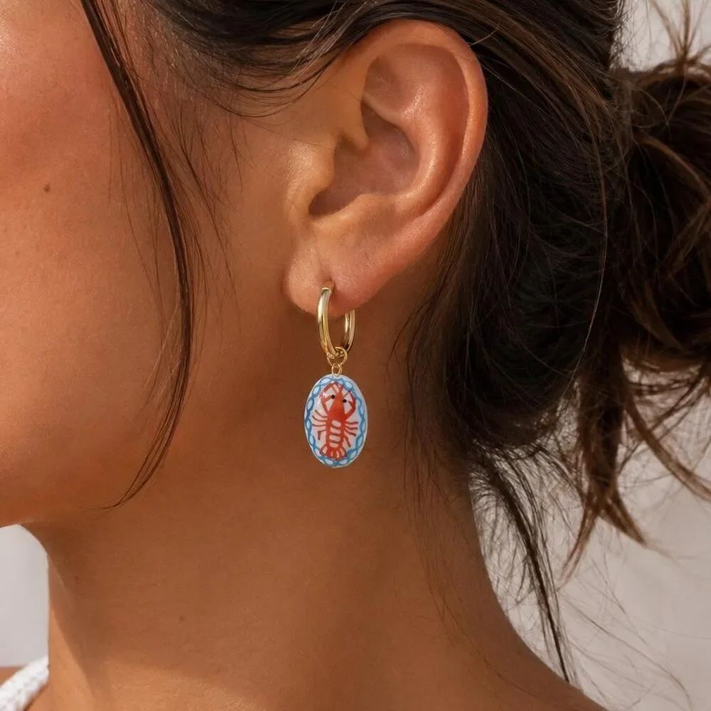 lobsterâhoop earrings D64 - Picture 2 of 6